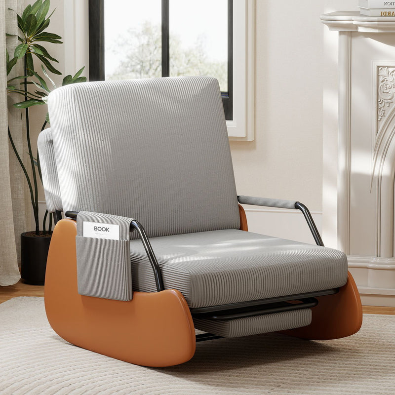 Upholstered Nursery Glider Chair with Adjustable Recline & Retractable Footrest