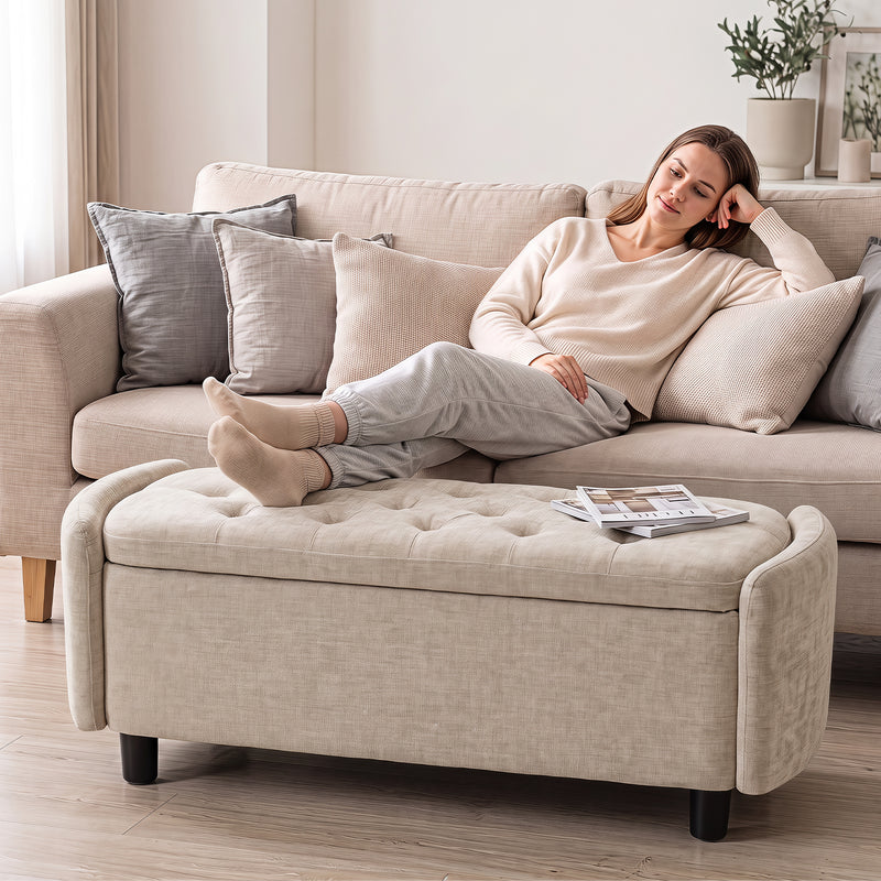 46.5‘’ Chenille Storage Bench