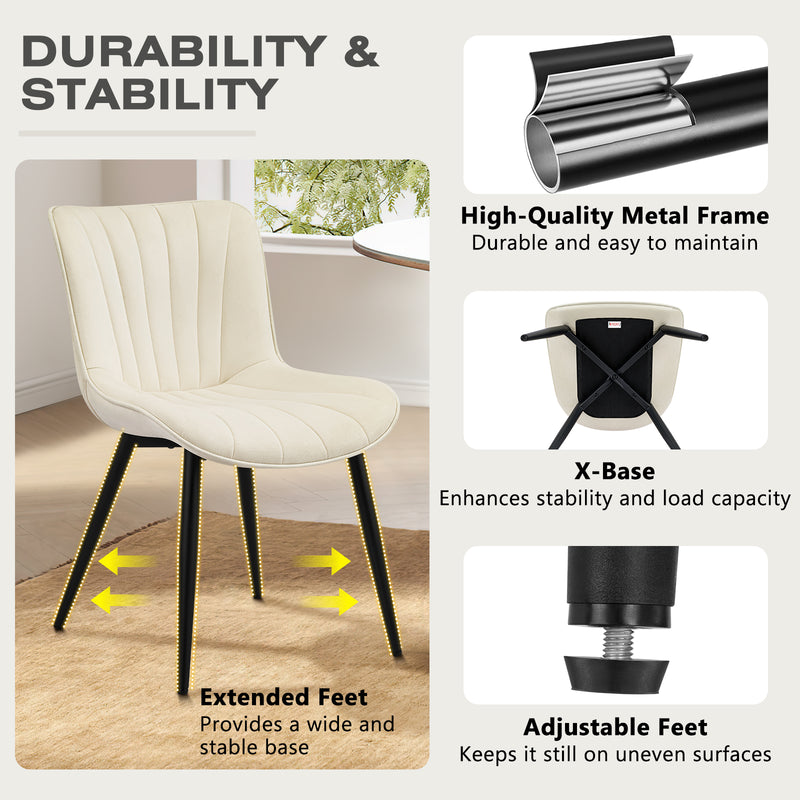 Mid Century 2-Pcs Dining Chairs Velvet Kitchen And Dining Room Chairs Upholstered Accent Chairs With Ergonomic Back