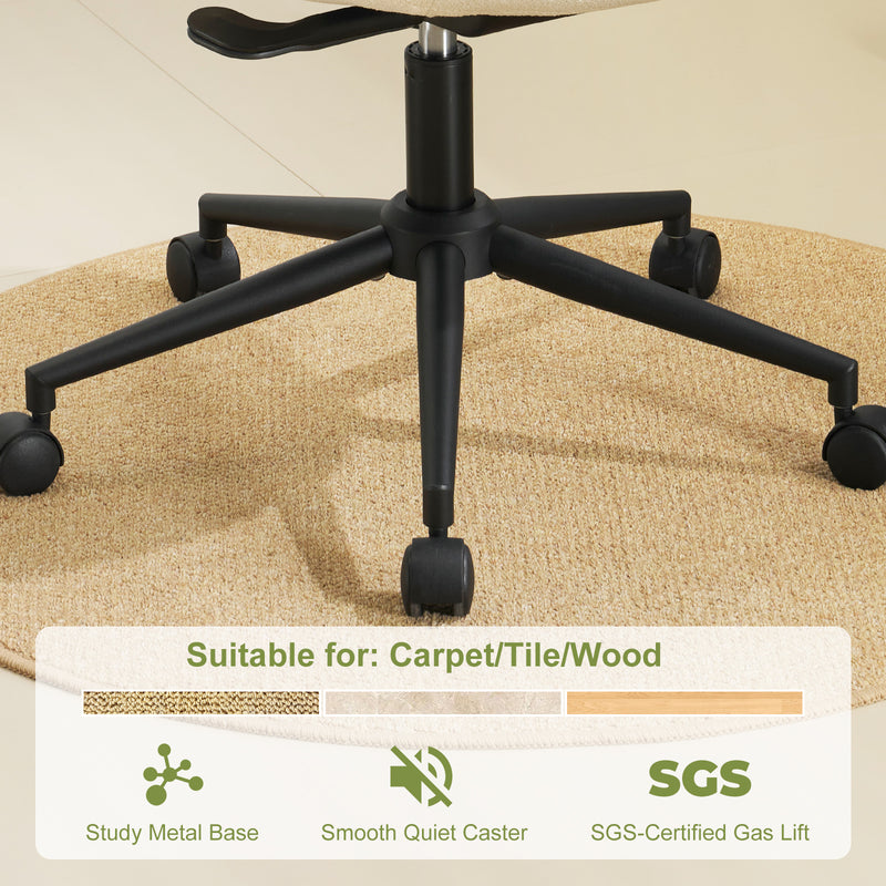 Luxury Chenille Swivel Desk Chair with Ergonomic Curved Teardrop Back