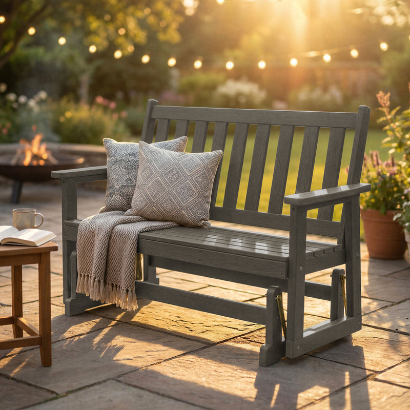 HDPE All-Weather Outdoor Patio Glider Bench for 2-Person