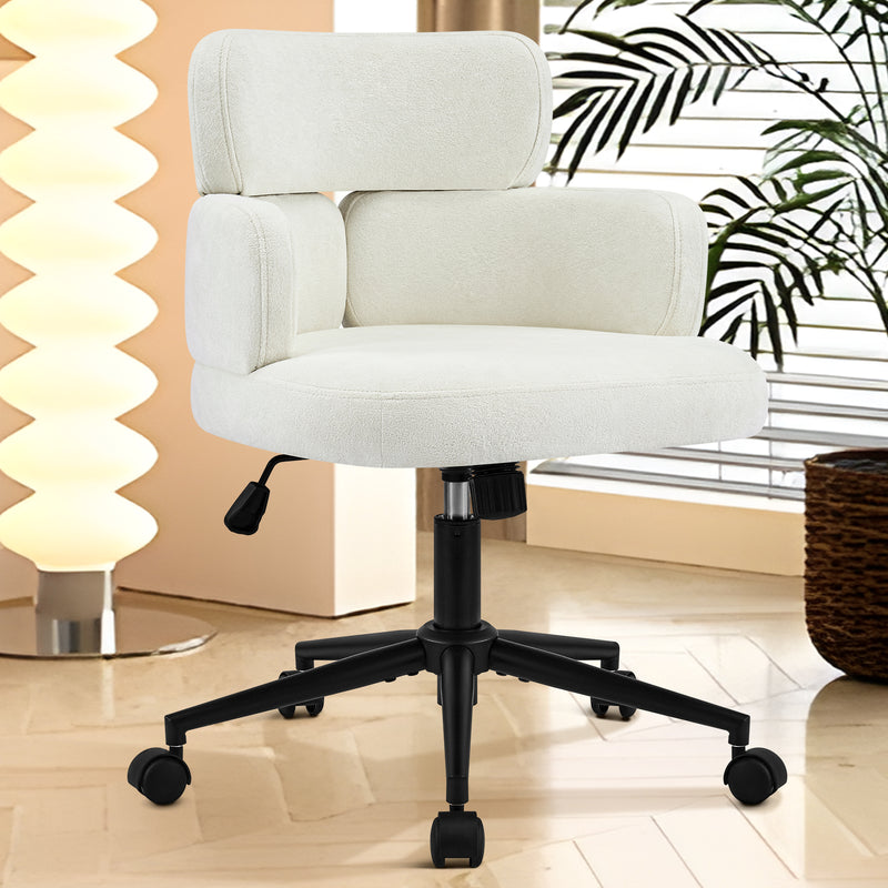 Swivel Accent Dining Chair ，Upholstered Vanity Chair With Arms