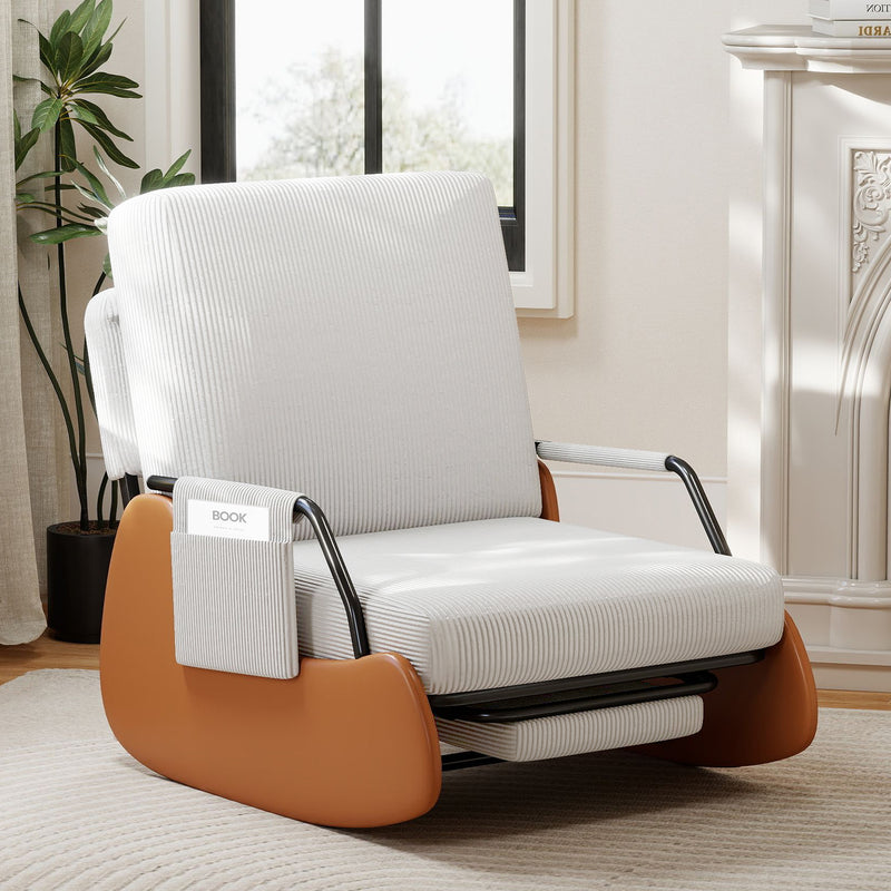 Upholstered Nursery Glider Chair with Adjustable Recline & Retractable Footrest
