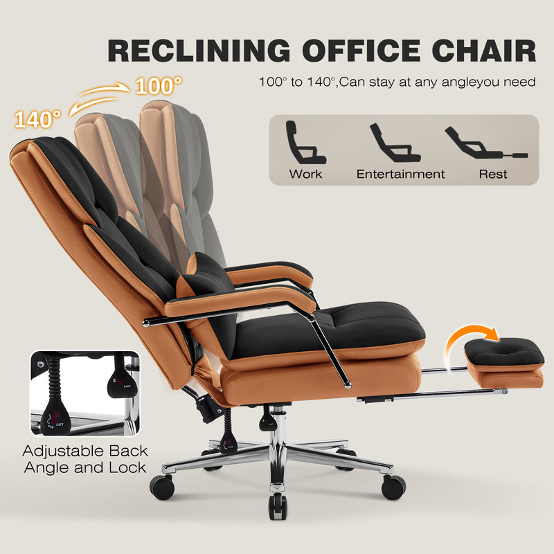 Furniliving faux leather office chair with footrest