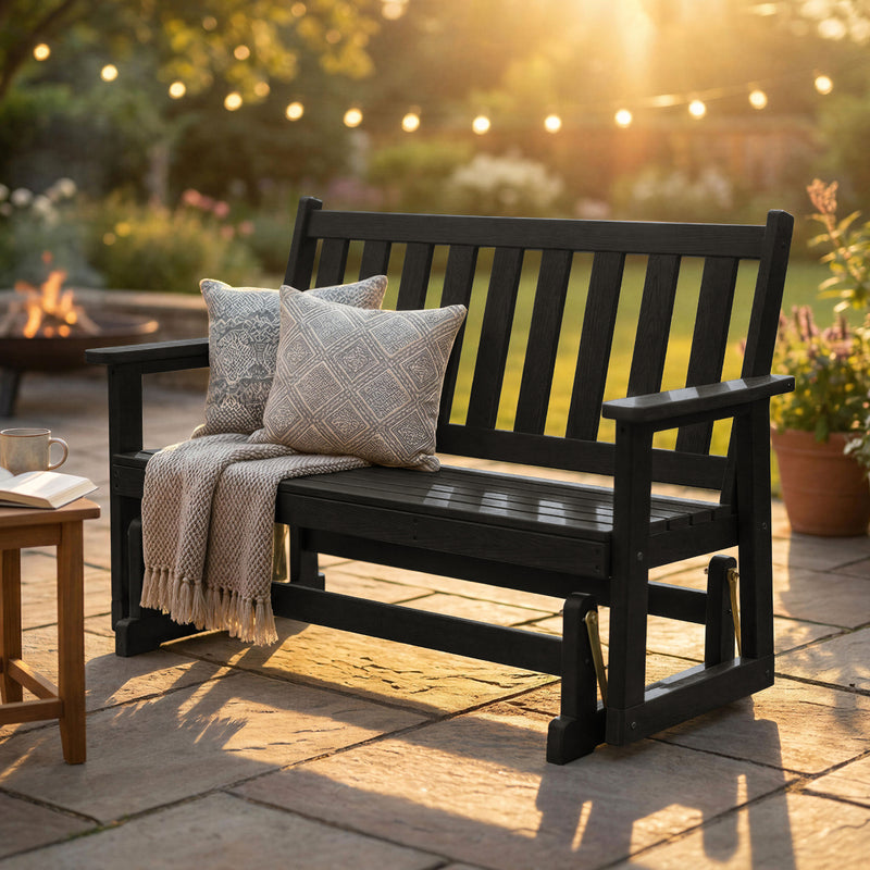 HDPE All-Weather Outdoor Patio Glider Bench for 2-Person