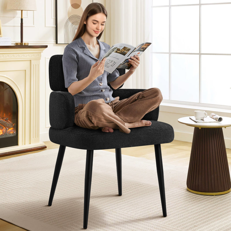 Modern Accent Dining Chair ,Upholstered Vanity Chair With Arms