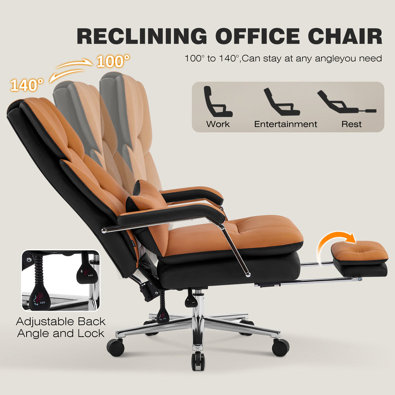 Furniliving faux leather office chair with footrest