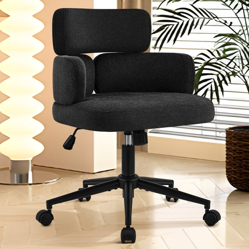 Swivel Accent Dining Chair ，Upholstered Vanity Chair With Arms