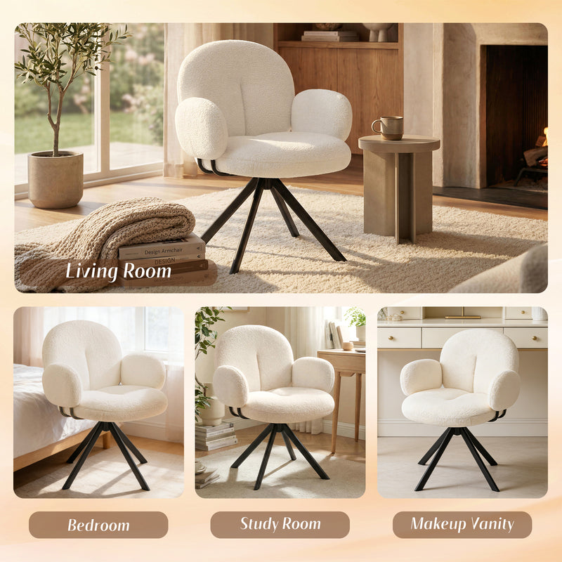 Cute Swivel Teddy Vanity Chair With Round Shaped