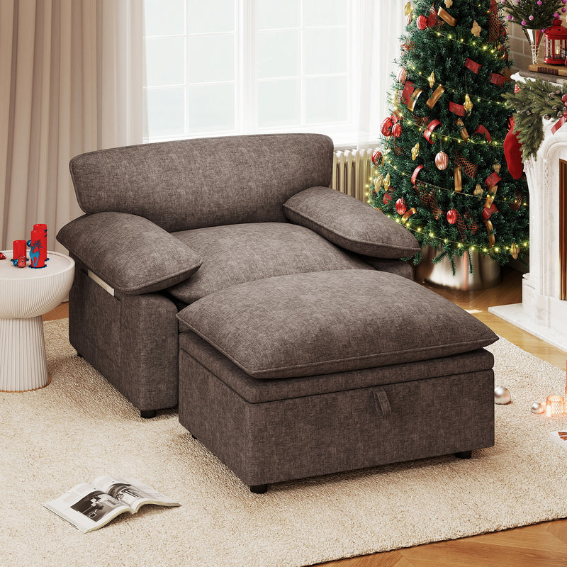 Oversized Accent Chair with Storage Ottoman