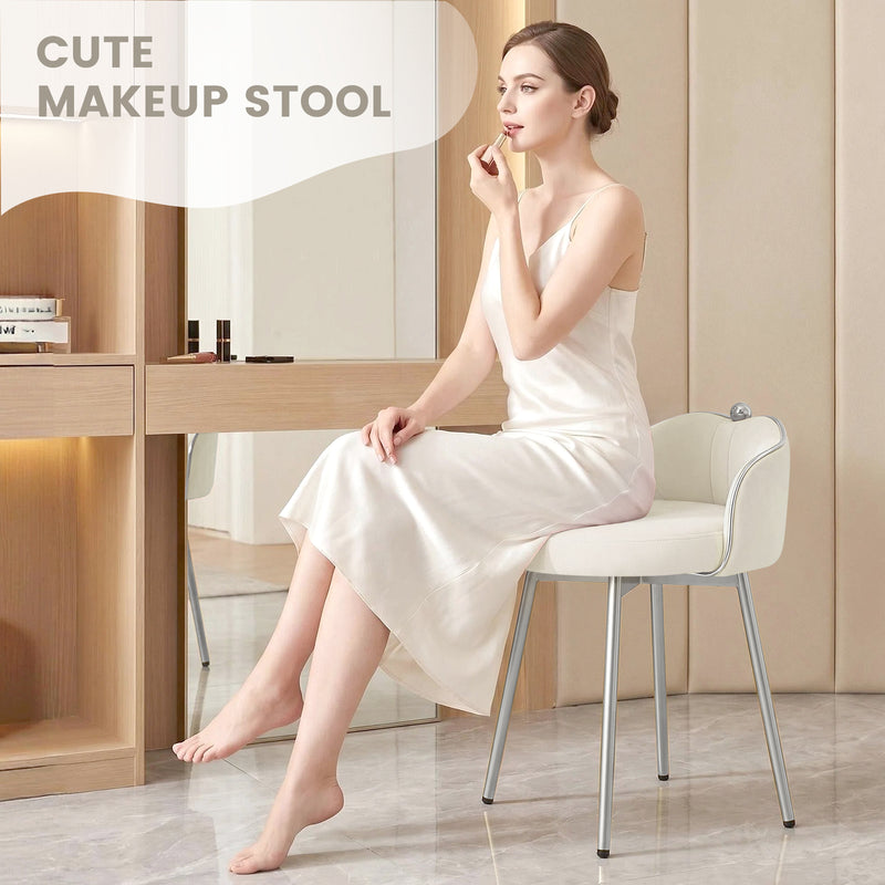 Furniliving Cute Vanity Chair With Golden Legs