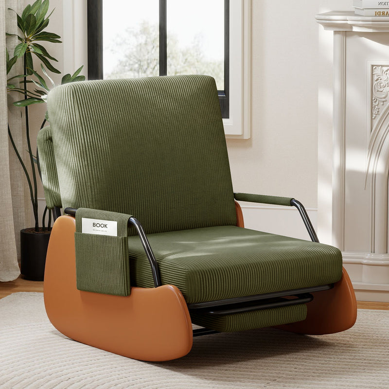 Upholstered Nursery Glider Chair with Adjustable Recline & Retractable Footrest