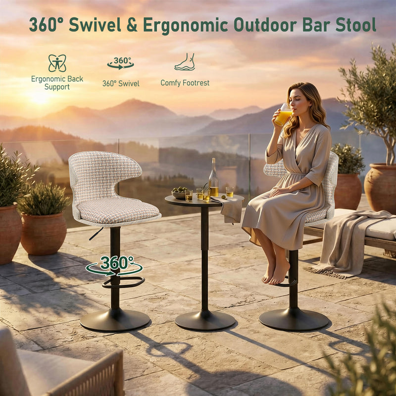 Adjustable Outdoor HDPE Waterproof Bar Stools Set of 2