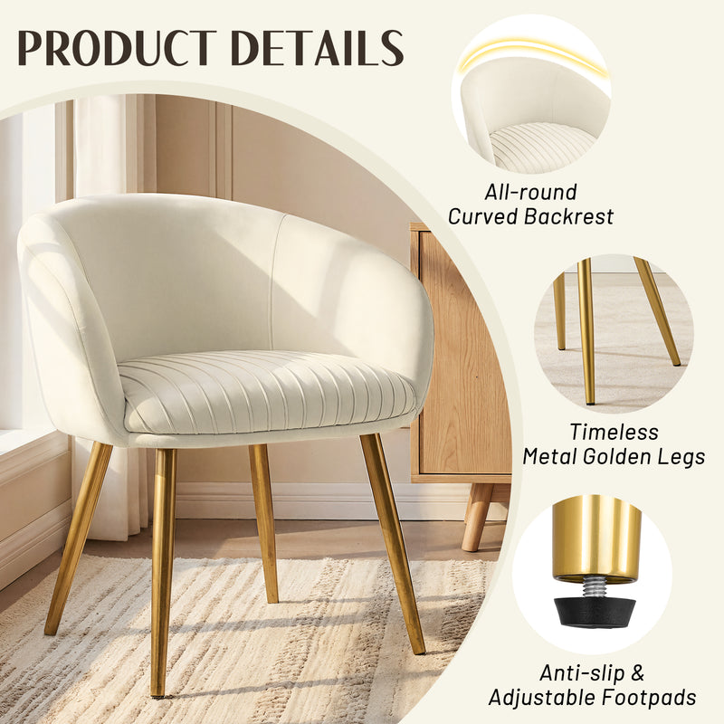 Makeup Vanity Chair Velevt Upholstered Side Chair with Metal Legs