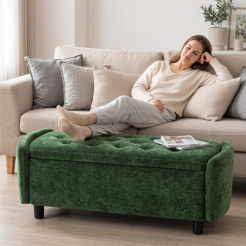 46.5‘’ Chenille Storage Bench
