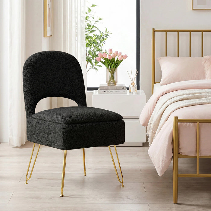 Furniliving Vanity Chair With Storage,Storage Make Up Chair With Folding Backrest