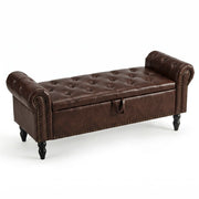 Button Tufted Storage Bedroom Bench Black Brown Picture-1 | Furnimart