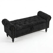 Button Tufted Storage Bedroom Bench Black Picture-1 | Furnimart
