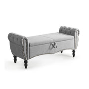 Zakhar Nailhead Tufted Storage Bedroom Bench Gray Picture-1 | Furnimart