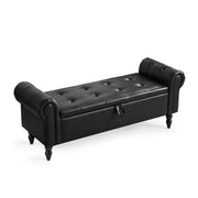 55” End of Bed Bench With Storage Black Picture-1 | Furnimart