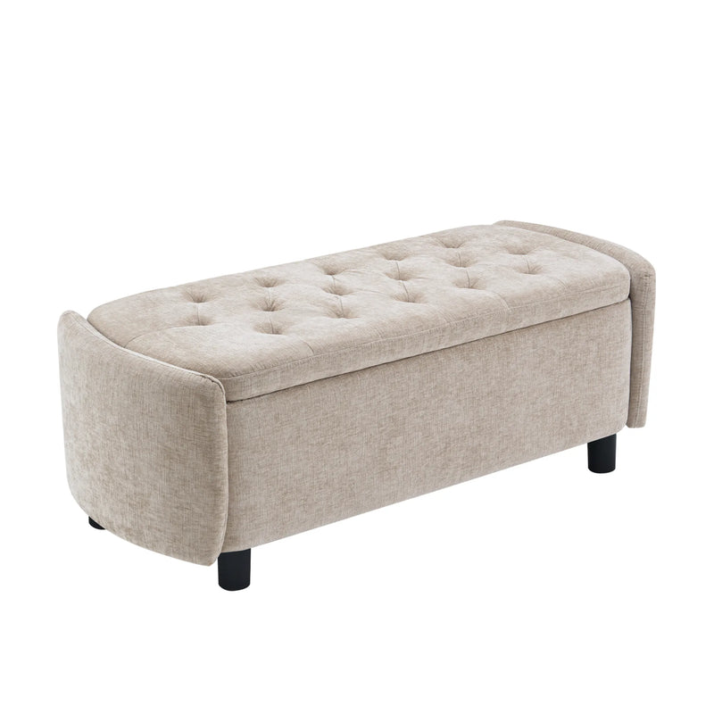 46.5‘’ Chenille Storage Bench Beige Picture-1 | Furnimart