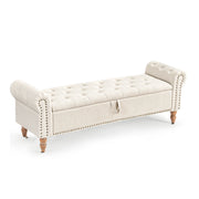 furniliving 63" Ottoman Bench With Storage Beige Picture-1 | Furnimart