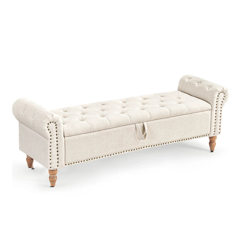 furniliving 63" Ottoman Bench With Storage Beige Picture-1 | Furnimart