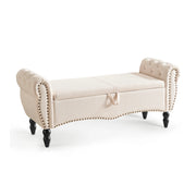 Zakhar Nailhead Tufted Storage Bedroom Bench Beige Picture-1 | Furnimart