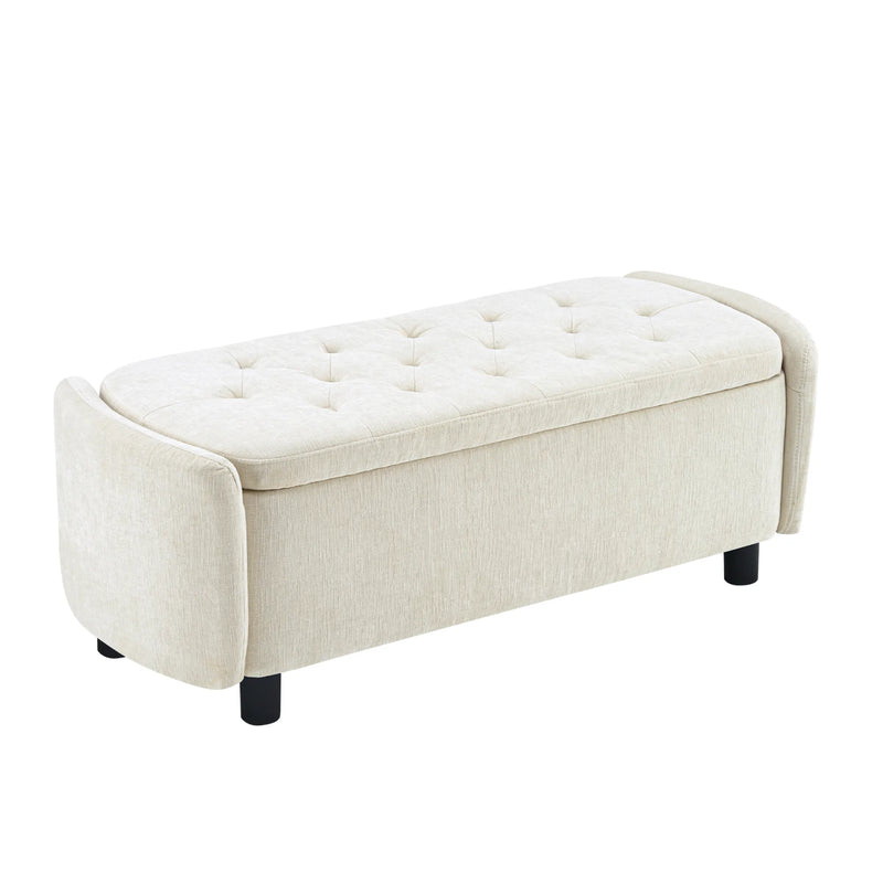 45’’Storage Ottoman Bench White Picture-1 | Furnimart