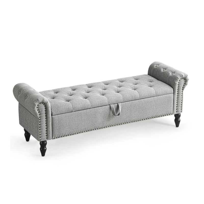 furniliving 63" Ottoman Bench With Storage Gray Picture-1 | Furnimart