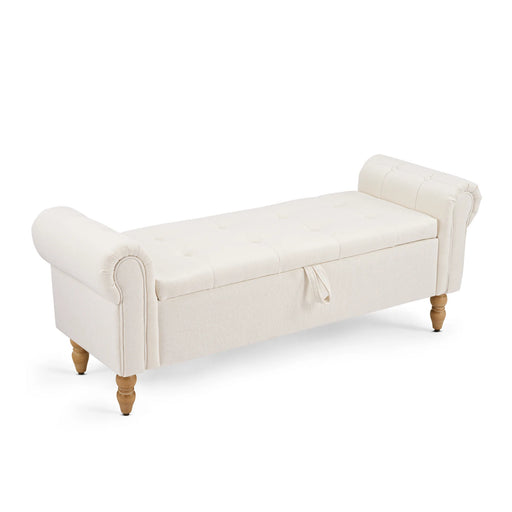 55” End of Bed Bench With Storage White Picture-1 | Furnimart