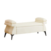 51” Storage Bench with Armrest Cushion Beige Picture-1 | Frunimart