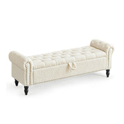 furniliving 63" Ottoman Bench With Storage White Picture-1 | Furnimart