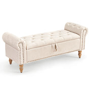 Button Tufted Storage Bedroom Bench Beige Picture-1 | Furnimart