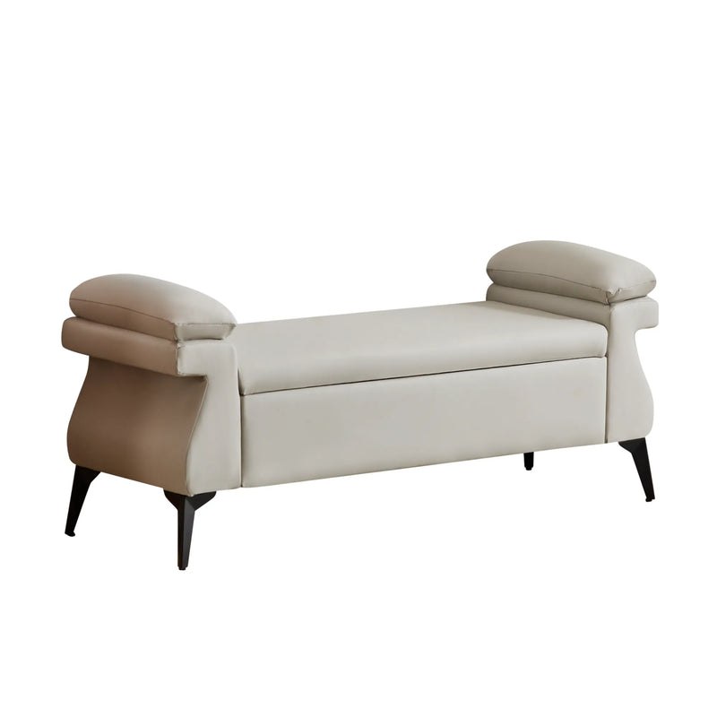 51” Storage Bench with Armrest Cushion Gray Picture-1 | Frunimart