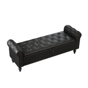 furniliving 63" Ottoman Bench With Storage Black Picture-1 | Furnimart