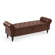 furniliving 63" Ottoman Bench With Storage Dark Brown Picture-1 | Furnimart