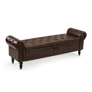 furniliving 63" Ottoman Bench With Storage Black Brown Picture-1 | Furnimart
