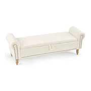 furniliving 63" Ottoman Bench With Storage Beige Chenille-1 | Furnimart