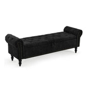 furniliving 63" Ottoman Bench With Storage Black Chenille Picture-1 | Furnimart