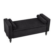 45.7’’ Linen Storage Ottoman Bench With Round Cushion Black Picture-1 | Furnimart