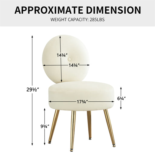Modern Velvet Vanity Chair with Gold Legs Khaki -2 | Furnimart