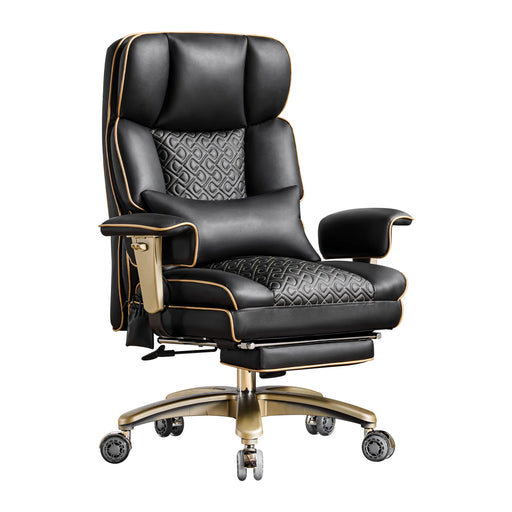 Furniliving Modern Big Tall Executive Office Chair Pu Leather Office Desk Chair With Footrest Black Picture-1 | Furnimart