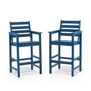 Outdoor Tall Adirondack Bar Chairs Set of 2,All-Weather HDPE Outdoor Bar Stools For Poolside Blue Picture-1 | Furnimart
