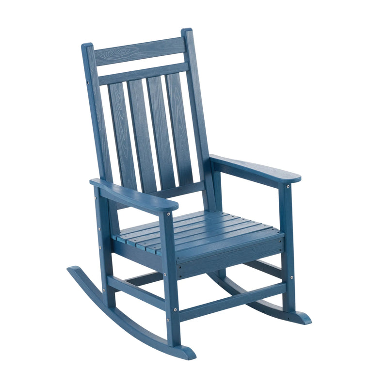 Oversized Rocking Chairs Set of 2, HDPE Outdoor Rocking Chair for Adults with High Blue Picture-1 | Furnimart