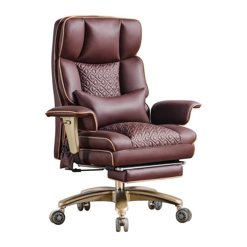 Furniliving Modern Big Tall Executive Office Chair Pu Leather Office Desk Chair With Footrest Brown Picture-1 | Furnimart