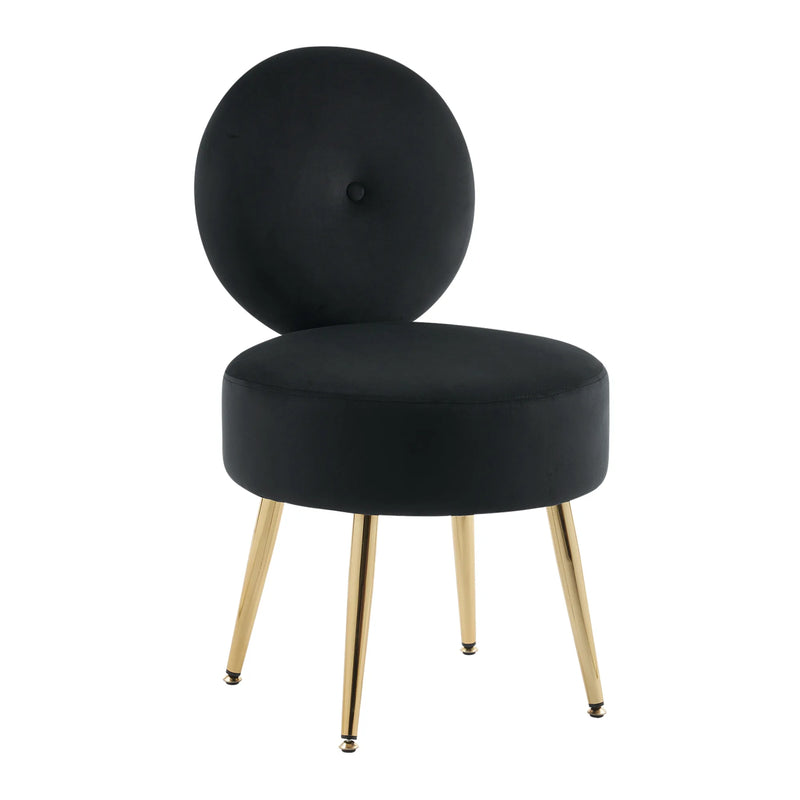 Eluislandy Velvet Upholstered Vanity Stool Black Picture-1 | Furnimart