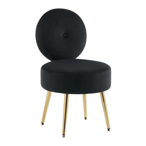  Velvet Upholstered Vanity Stool Black Picture-1 | Furnimart