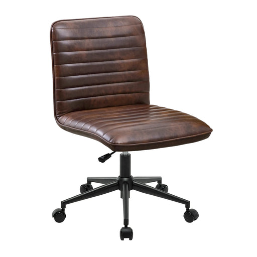 Auctin Upholstered Office Chair in Faux Leather Dark Brown Picture-1 | Furnimart