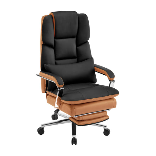 Furniliving faux leather office chair with footrest Black Picture-1 | Furnimart